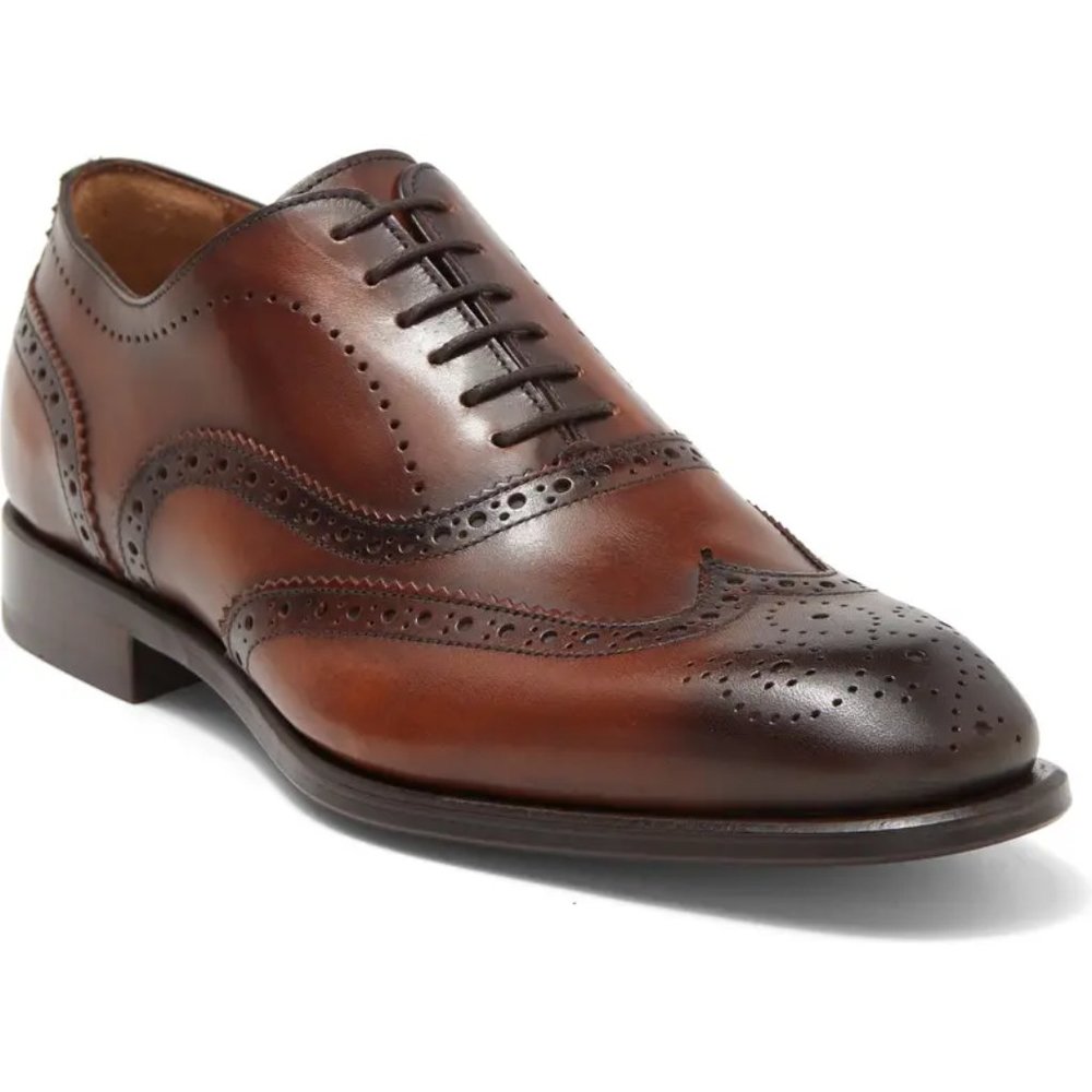 Antonio Maurizi Medallion Wingtip Leather Oxford in Brown